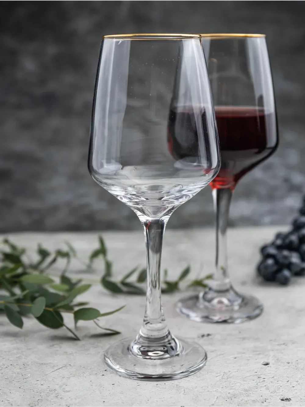 Набор бокалов для вина, 450 мл, 6 шт. с золотой каймой