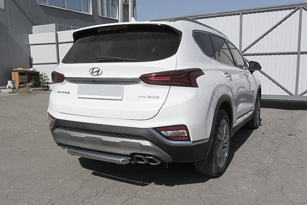 Защита заднего бампера (нержавейка) Hyundai Santa-Fe (2018-2021) d57 короткая