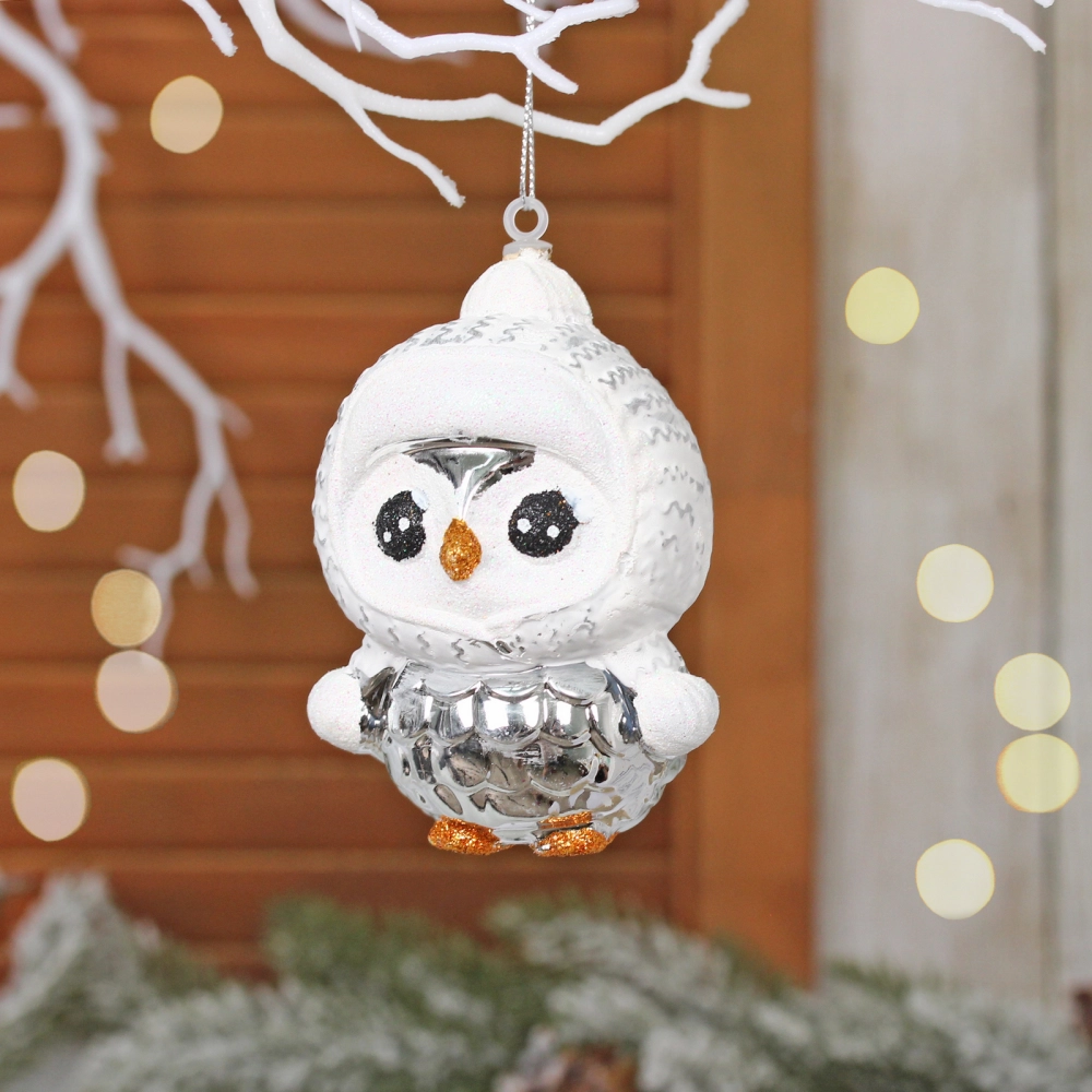 Ёлочная игрушка «Чудной пингвин» 7*5*10 см, Серебро