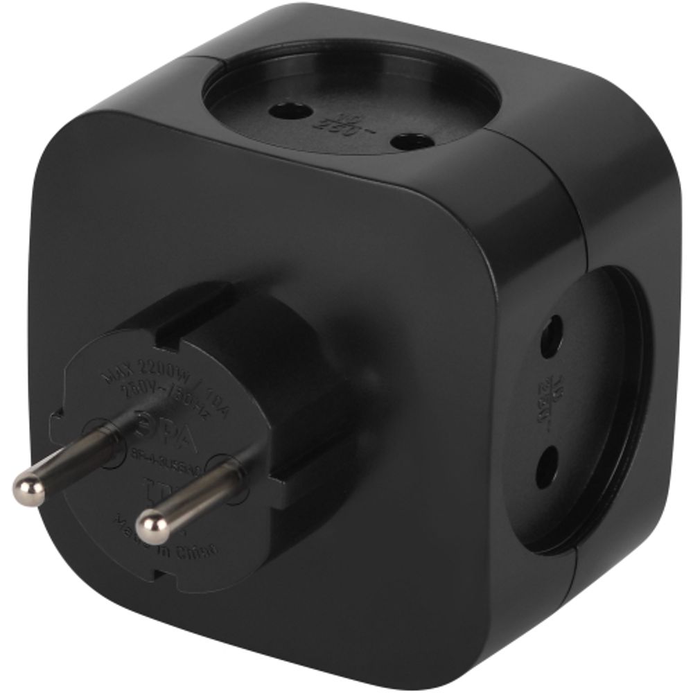 Разветвитель электрический ЭРА SP-4-3USBAC-B на 4 розетки + 3 USB A+C со шторками 10А черный