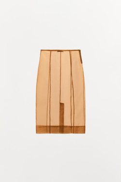 ZARA ЮБКА МИДИ ИЗ ОРГАНЗЫ, КАРАМЕЛЬНЫЙ
