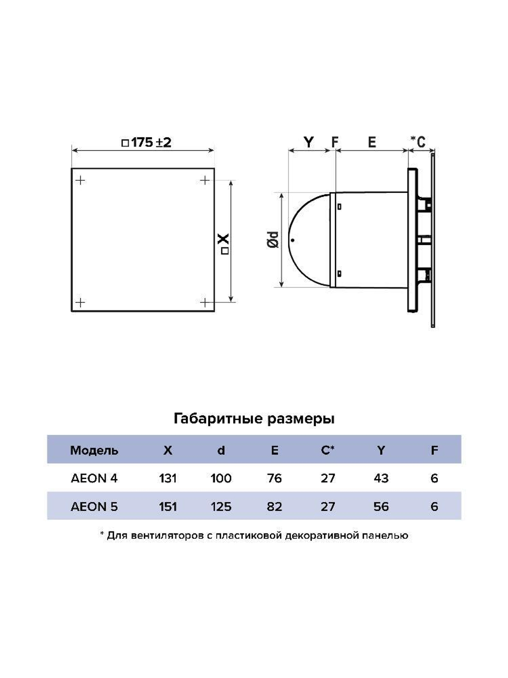 Вентилятор накладной AEON D100 обр.клапан turbo DICITI