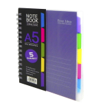 Тетрадь 120л., А5, клетка, Alingar "Free Idea", гребень, пластиковая обложка, цветные пластиковые разделители, ассорти 4 цвета