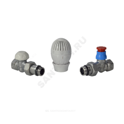 Комплект для бок/п радиатора термостатический R470F жид/нап для двухтр Ду 15 Ру10 прямой клипс clip-clap 8-32oC без преднастройки штуцер с герметичной прокладкой Giacomini R470FX013