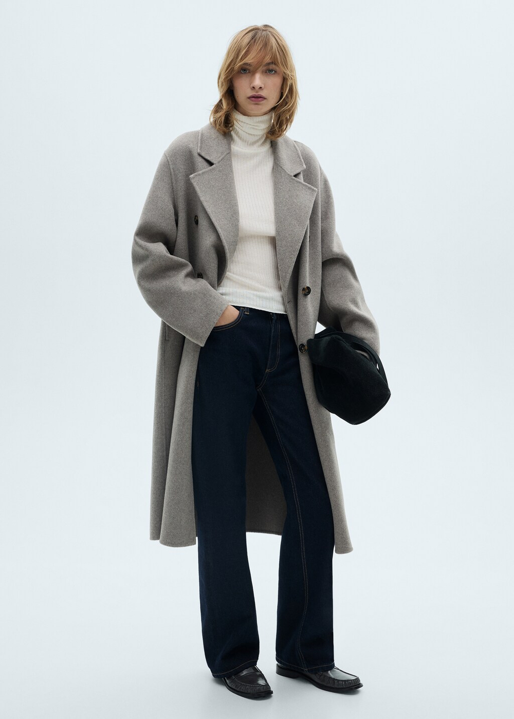 Джемпер из смесовой шерсти с воротником с отворотом