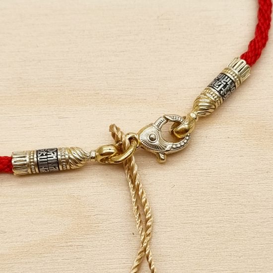 500191 Браслет текстильный. Иисусова молитва, Замок - рыбка. 2 мм