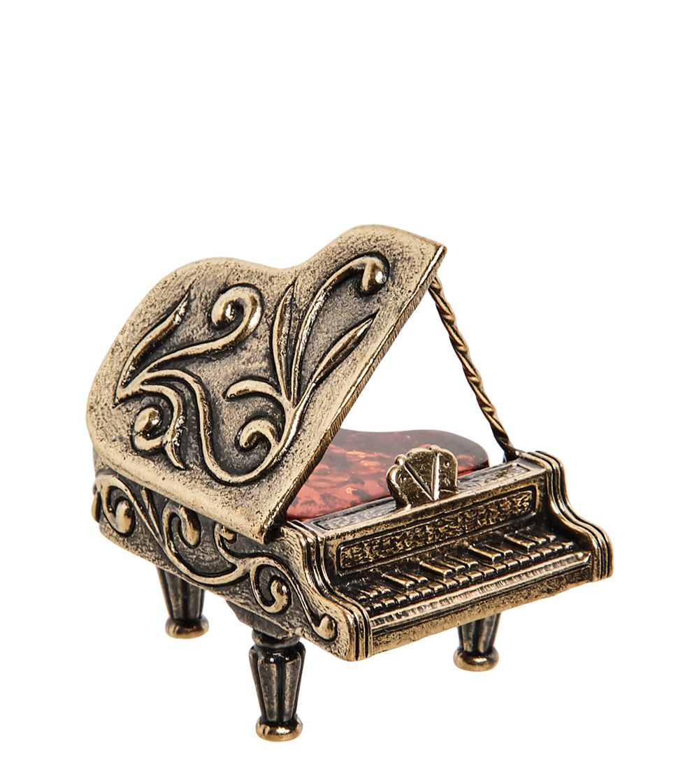 AM-1481 Фигурка «Рояль» (латунь, янтарь)