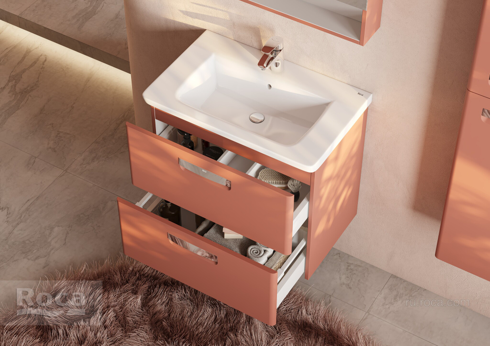Тумба под раковину Roca The Gap Original 70 2 ящика, терракота,  ZRU9307838