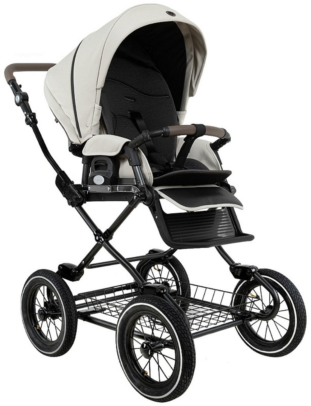 Детская коляска Roan Bass Next Classic d12 2.0 2 в 1 BNC/84/2 Marzipan/Black/руч.Cappuccino