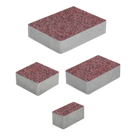 Тротуарная плитка МЮНХЕН - Гранит+ Красный с черным, комплект из 4 видов плит