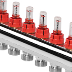 Коллектор латунный в сборе с расходомерами Royal Thermo 1quot; ВР-3/4quot; НР, 11 выходов