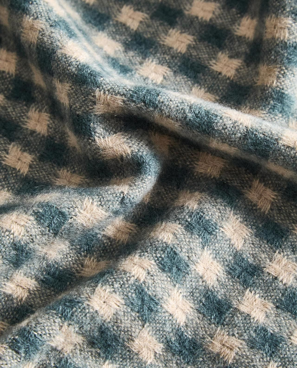 Zara Home - Клетчатый плед с бахромой, синий, 140x190 см