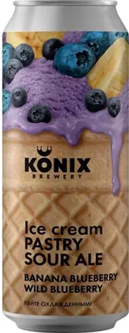 Пиво Коникс Айс Крим Банан-Черника-Голубика / Konix Brewery Ice Cream Banana-Blueberry-Wild Blueberry 0.45 - банка