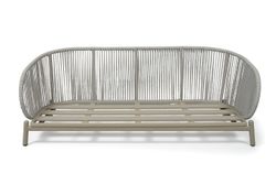 "Прато" диван 3-местный плетеный из роупа, цвет светло-серый, каркас под дерево (холодно-бежевый)