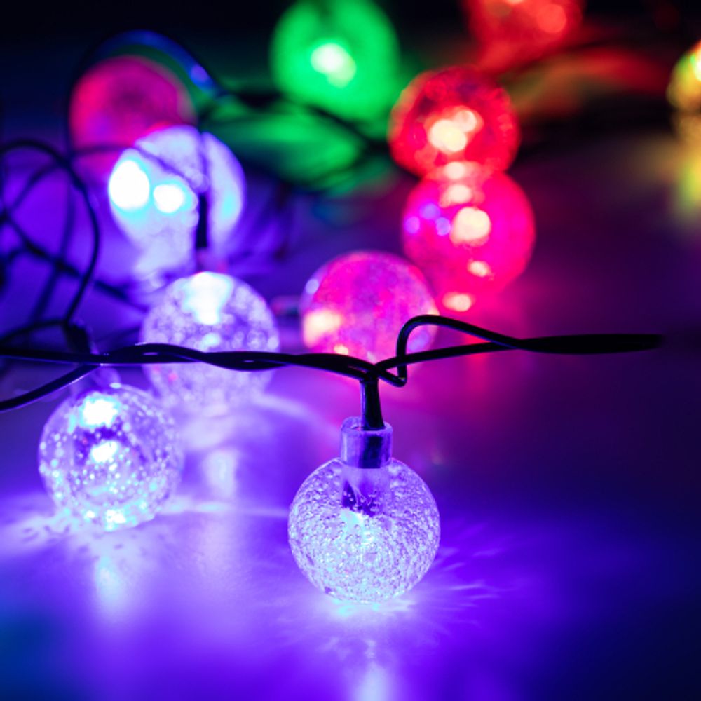 Светодиодная новогодняя гирлянда ЭРА ENIN - 25BG нить Шарики диаметр 25 мм 2 м RGB 20LED