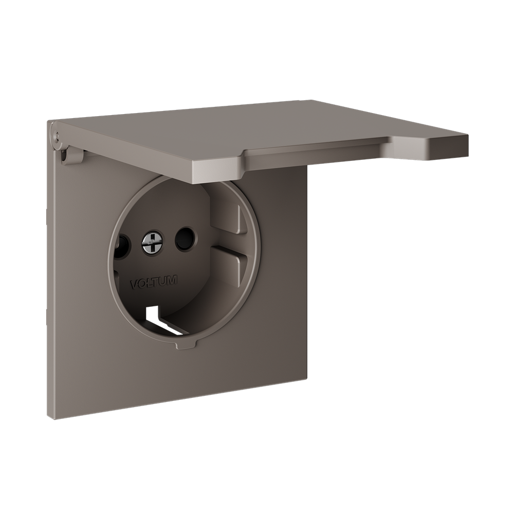 Накладка для розетки с заземлением, защитными шторками и крышкой, S70 (капучино)