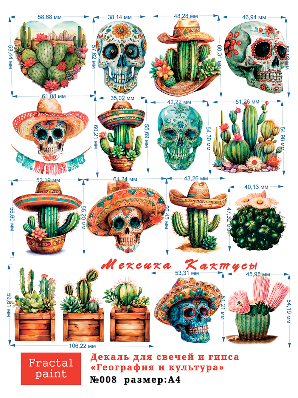 Трансфер переводной - декаль для свечей и гипса география, культура 008