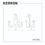 Мебельный крючок двухрожковый, матовый хром, KR 0061 SC