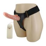 Фаллос с ребристым основанием на трусиках с вибрацией - 18 см.