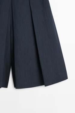 Massimo Dutti Шорты со складками изо льна, синий