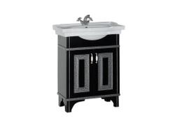 Тумба с раковиной Aquanet Валенса 70 черный краколет/серебро