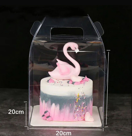 Коробка кондитерская прозрачная с ручкой 20х20х14 см (10 шт)