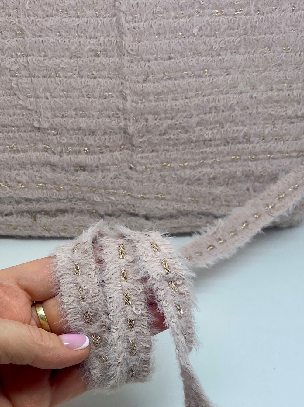 Тесьма отделочная твидовая пушистая (эффект травки) с люрексом ш 20мм 1 м