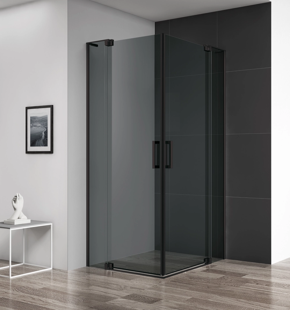 Душевой уголок Cezares SLIDER-AH-2-70/80-80/90-GRIGIO-NERO, профиль черный