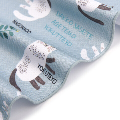 Легкий летний шарф-полотенце, повязка с кошками "NAGONAGO", мятный, 24-8002-2, KUSUGURU