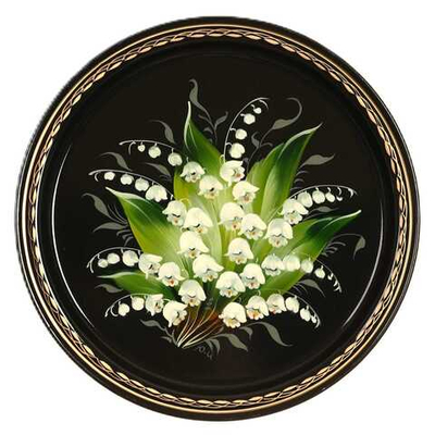 Жостовский поднос декоративный, размер 22 см (A5), металлический