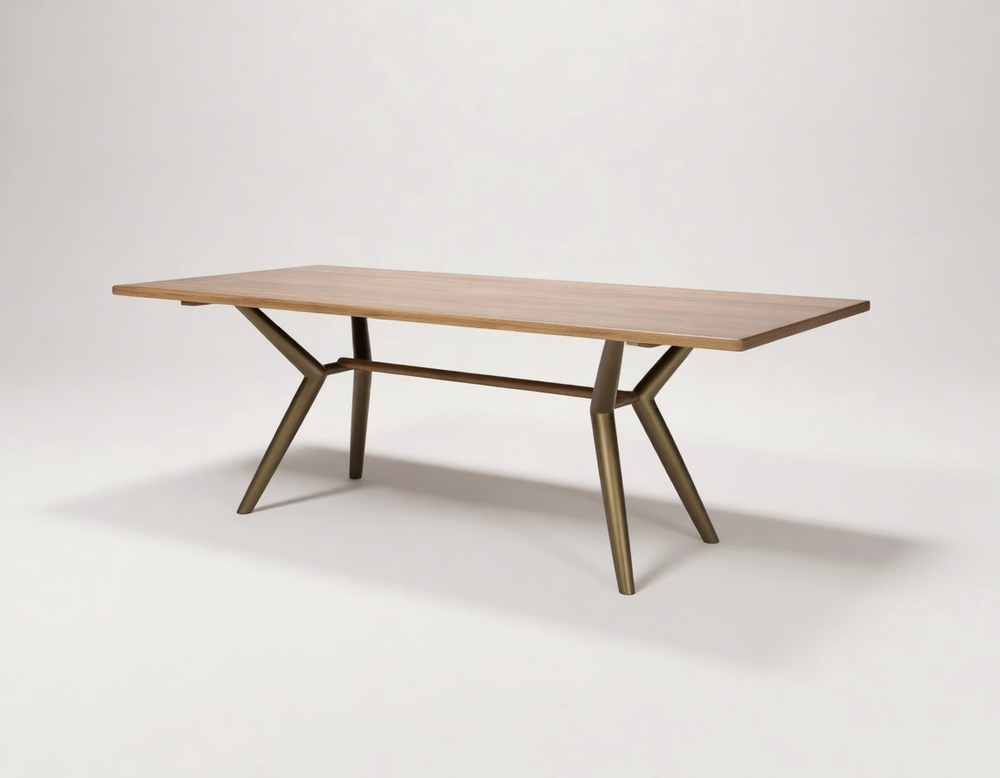 Стол RI010 Brass metal base & Light Grey Ash