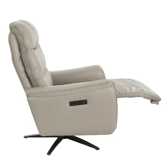 Поворотное кресло-реклайнер 5114/KM-A6010-M565 серое кожаное