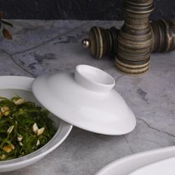 Бульонница мисосупница 175 мл d 14,5 см h7 см с крышкой белая фарфор "Kunst Werk Bl" P.L. [6]