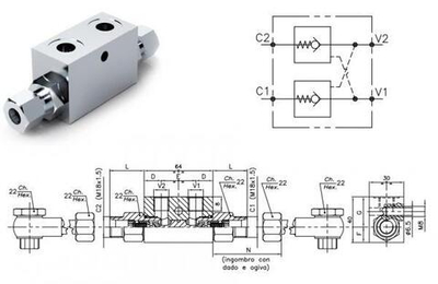 Гидрозамок двухсторонний 003.368.OJO.AD G3/8, 35 л/мин, VBPDE L2 CEXC