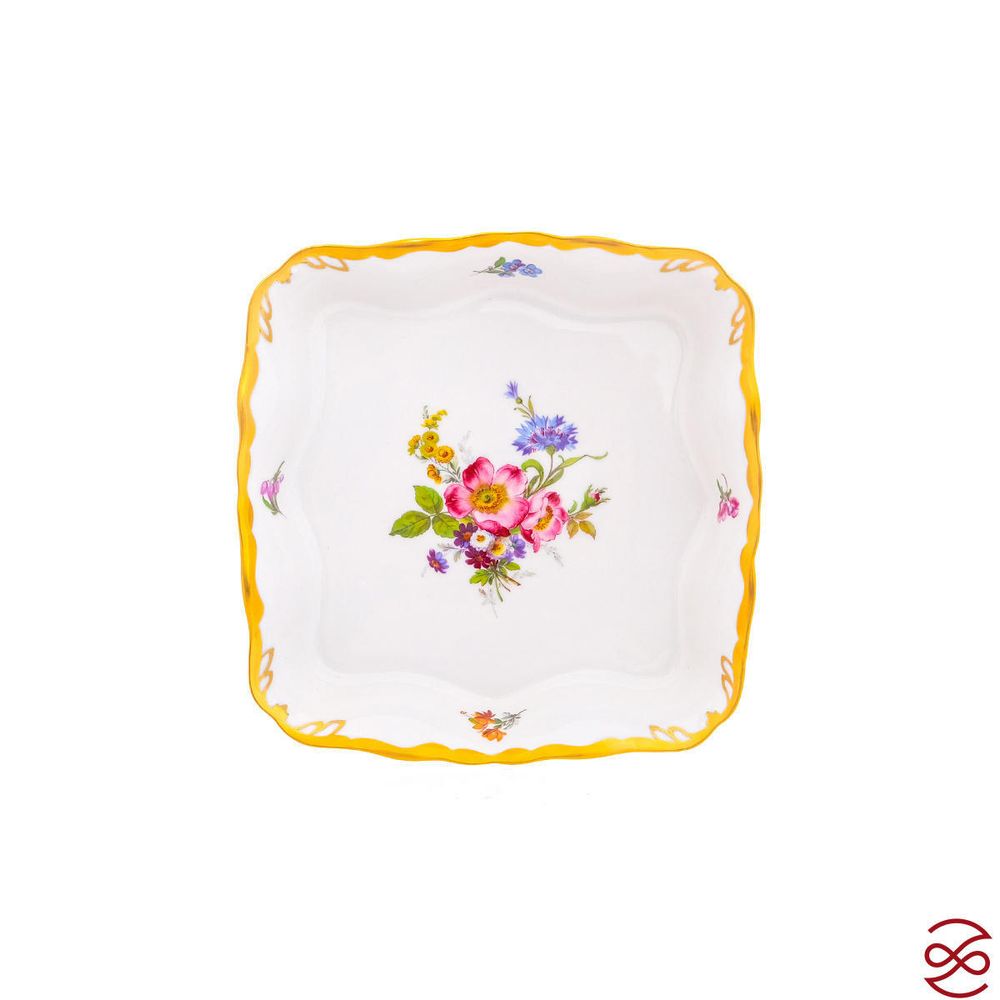 Салатник квадратный Queen's Crown Мейсенский букет 19см