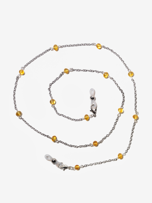 Держатель для очков с цельным янтарем, длина 70 см. Цепочка для очков натуральный камень