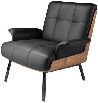 Кресло 5140 из ореха и черной экокожи Испания