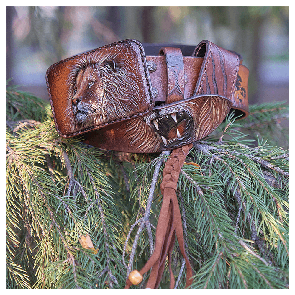 Кожаный ремень «Лев»