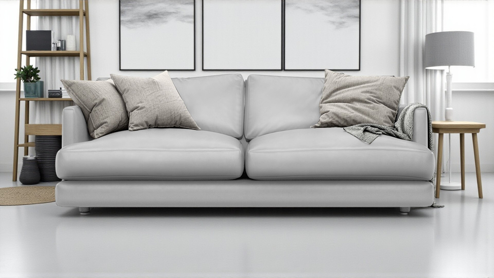 Диван Ибица Madras 1003 215*116*93 см, Светло-серый Натуральная кожа Еврокнижка Фиеста