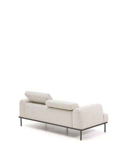 2-местный диван Aurum из шенилла цвета экрю и серого металла 210 см