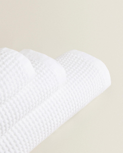 Zara Home - Хлопковое вафельное банное полотенце, белый, 30х50 см