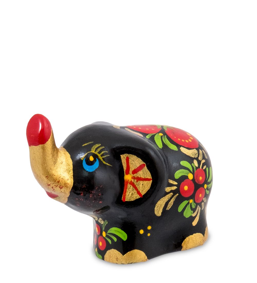 ГЛ- 969 Фигурка «Слоник» хохлома (Гжельский фарфор)