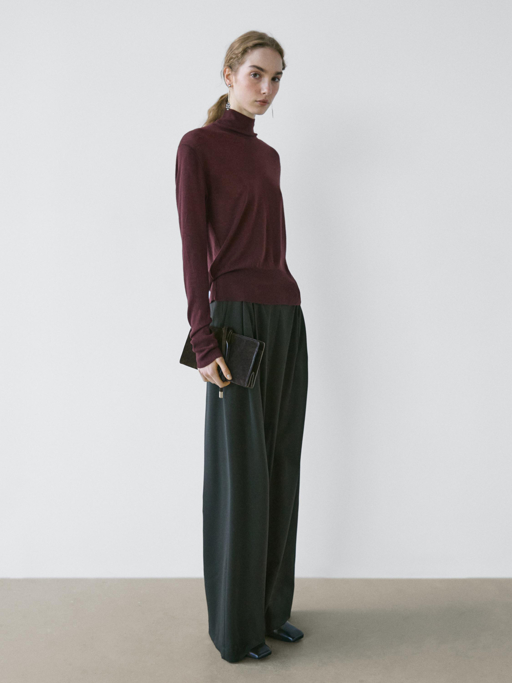 Massimo Dutti Широкие брюки с вытачками - STUDIO, черный