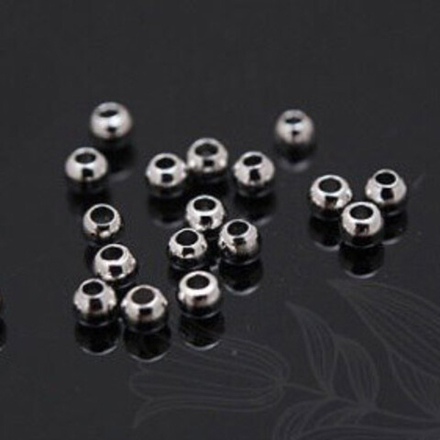 Бусина (Юж. Корея), цвет серебро, размер 2,5 мм, цена за 10 шт