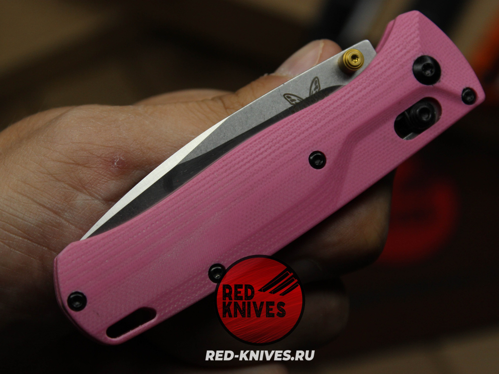 Нож Benchmade 535 Bugout G10 A+++ - розовый рук., сатин клинок RK/Н47