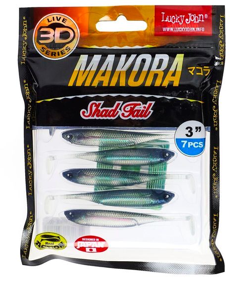 Виброхвосты LJ 3D Series MAKORA SHAD TAIL 3.0in (07,60)/001 7шт.