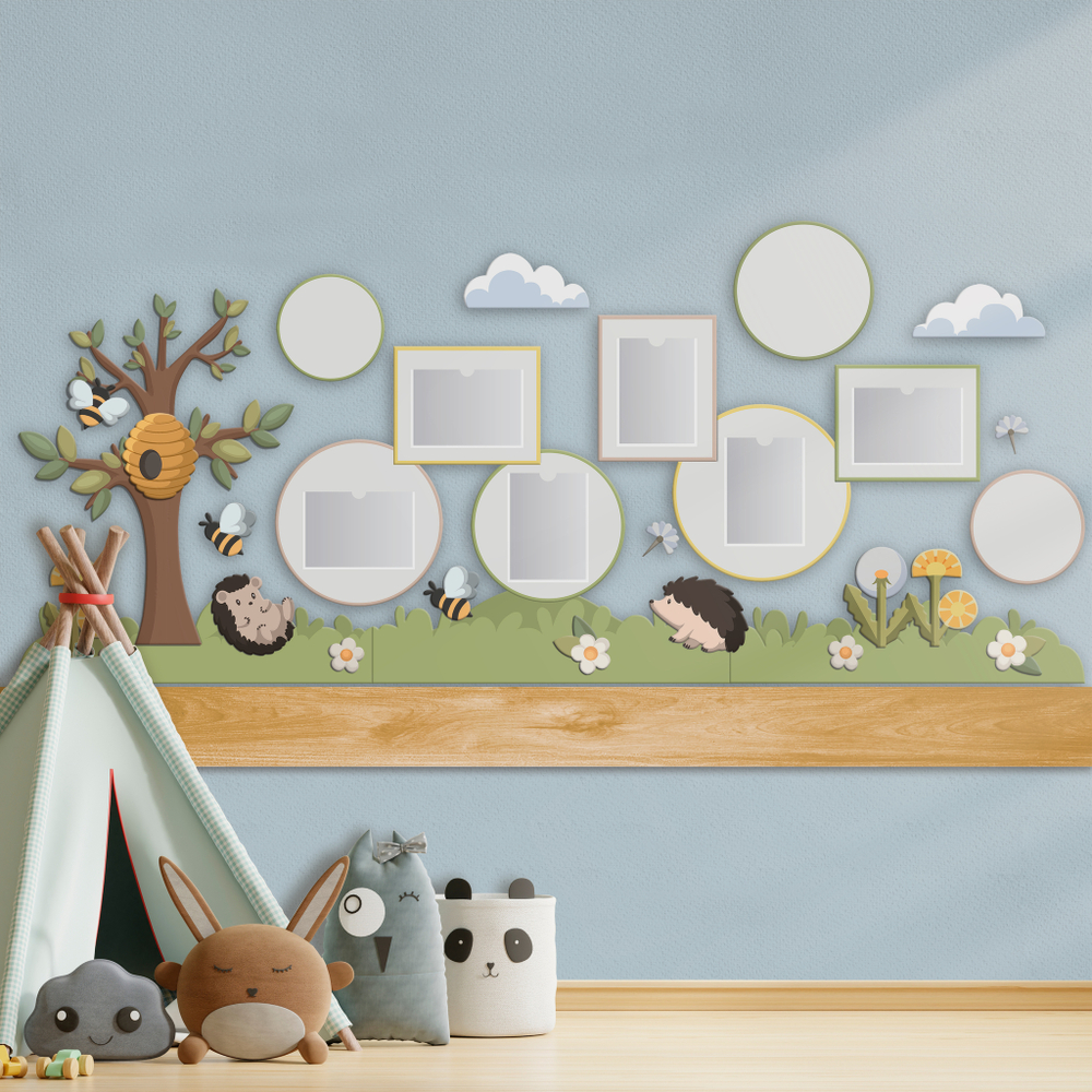 Комплект стендовых декораций Ёжики с карманами А4 серии Скандик