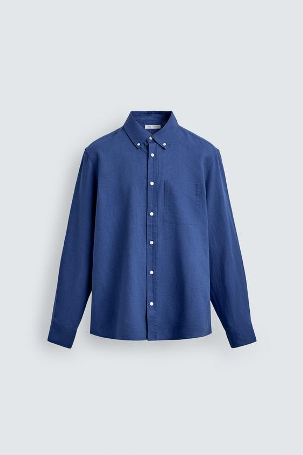 ZARА РУБАШКА REGULAR FIT ИЗ ЛЬНА И ХЛОПКА, ЯРКО-СИНИЙ