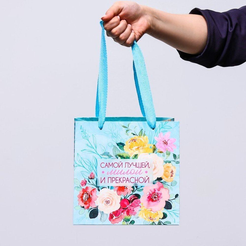 Пакет под торт "Цветы" 20х20х20см