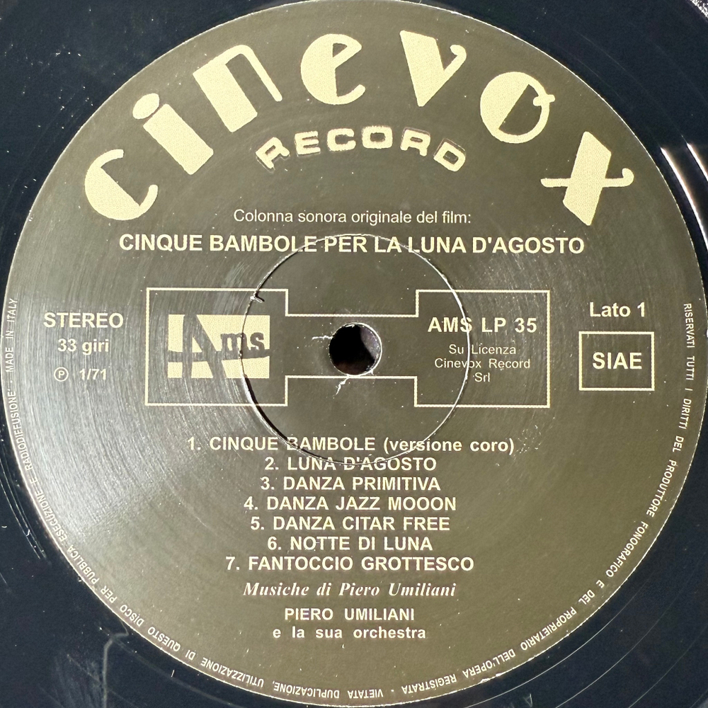 Piero Umiliani ‎– 5 Bambole Per La Luna D'Agosto (Италия 2013г.)